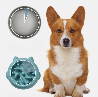 Slow Feeder Dog Bowl – Anti-Gulping, Non-Slip Puzzle (Dogs & Cats)